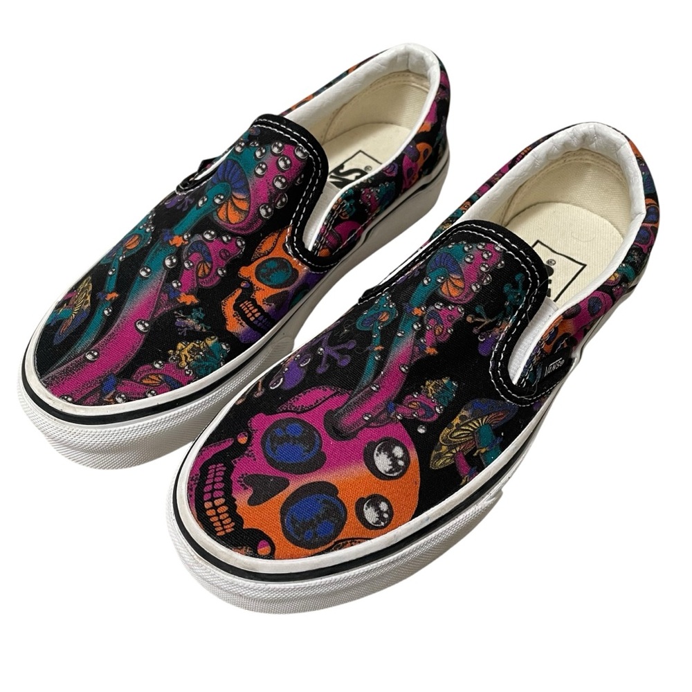 Vans Slip On Mushroom Skull Trippy Drip Psychedelic